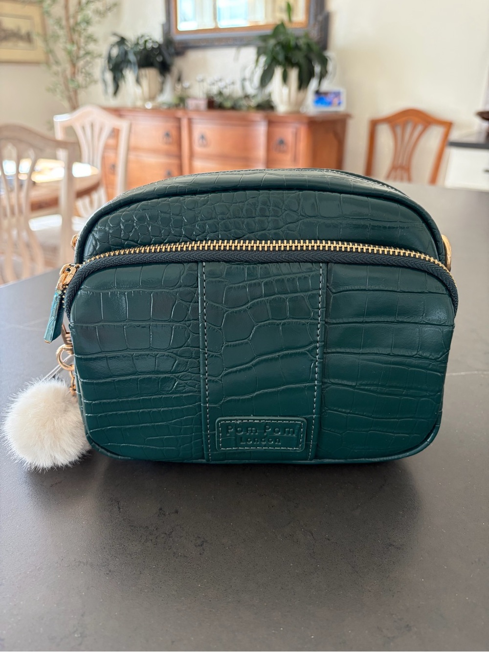 Pom Pom London Croc-Embossed Crossbody Bag